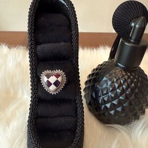 C7 Unique Heart Shaped Checkerboard Inlay Aurora Opal Ring set in 92.5% Silver